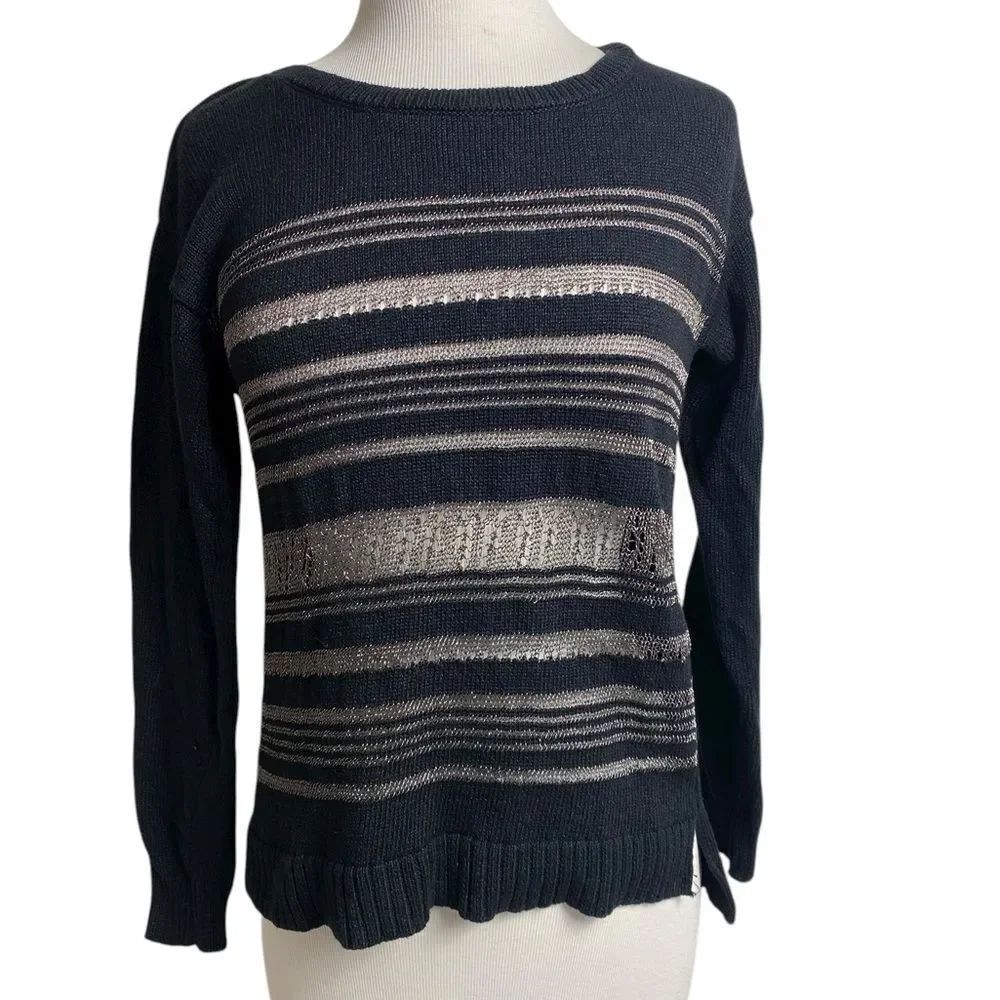 Rock & Republic Black and Gray Striped Sweater